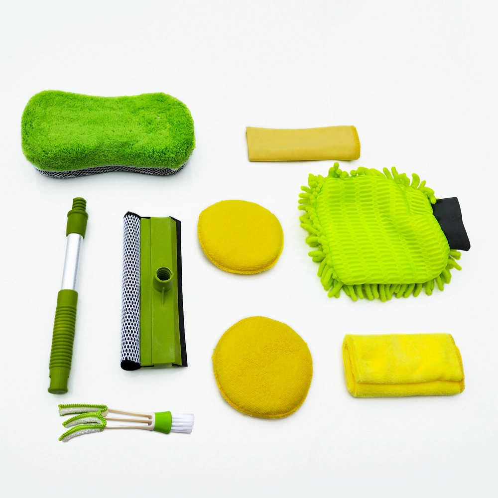 Car Wash 9-Piece Car Wash Mitts Window Scraper Brush Towel Waxing Sponge