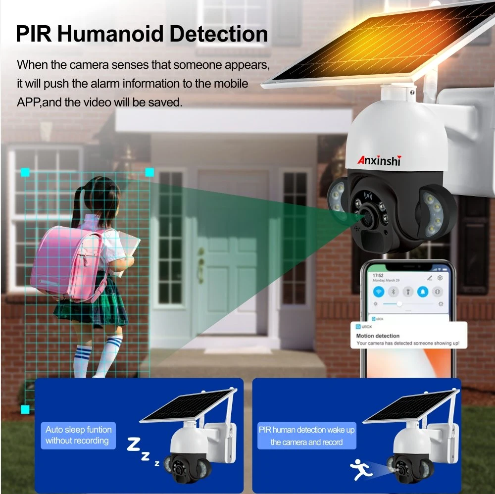 2MP caméra de sécurité solaire caméra IP sans fil de projecteur pour une utilisation extérieure