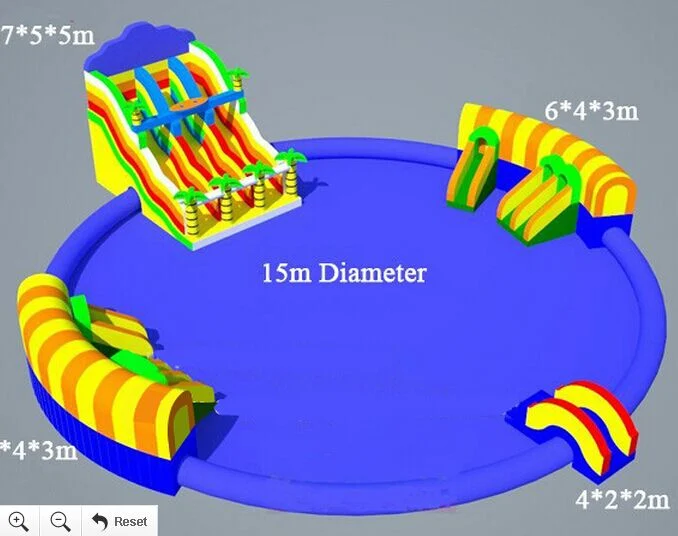 Parque acuático inflable grande para móviles comerciales con tobogán de diversión inflable y piscina con estructura, fabricante de parques acuáticos terrestres para parques de aventura