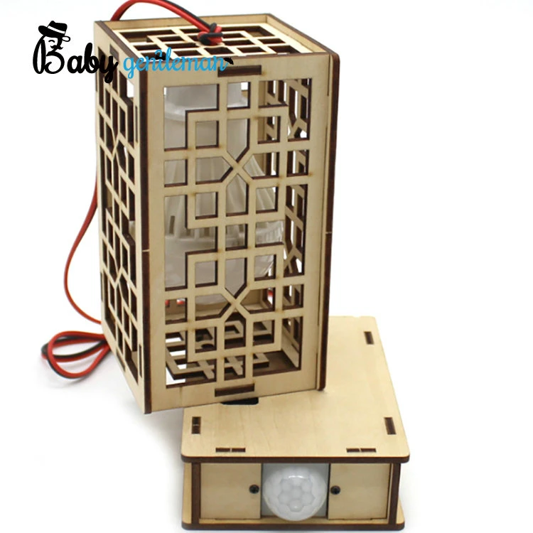 Popular Wooden Kids Science Experiment Kit DIY Square Sensor Light Toy Z04044G