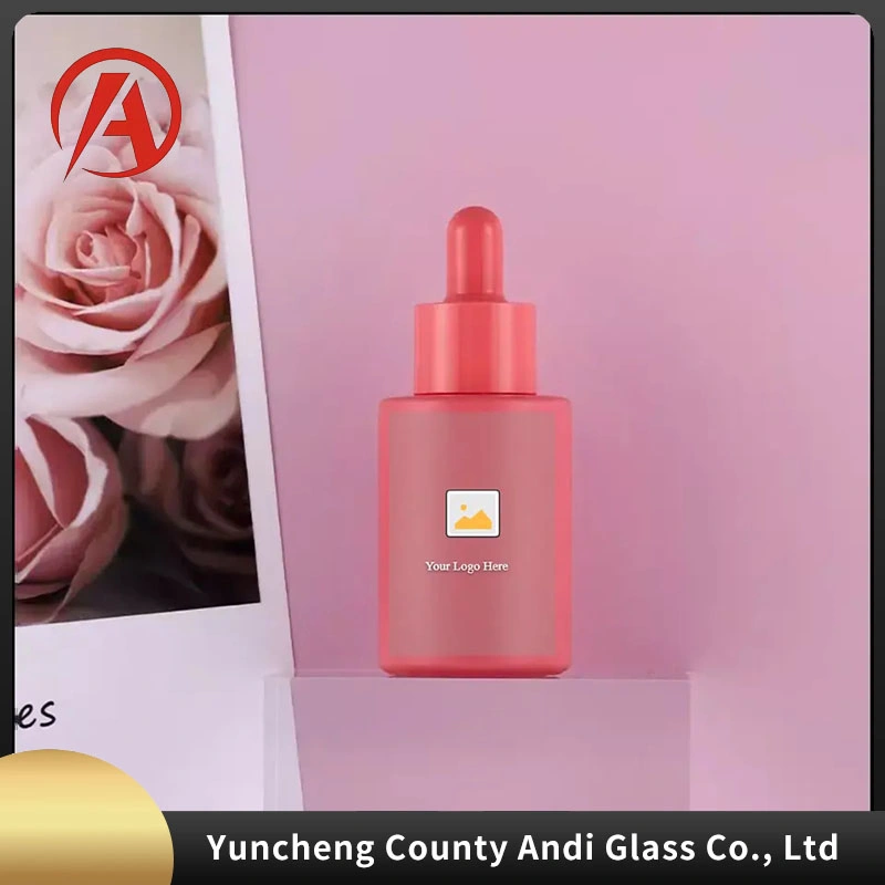 Face Cream Glass Essential Oil Clear Custom Print Bottle with Plastic Rubber Storage Container