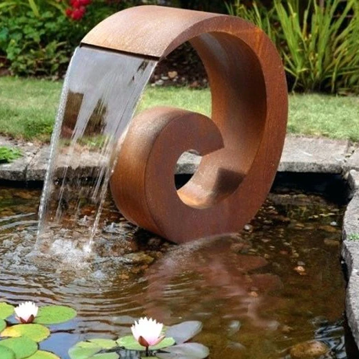 Outdoor Corten Steel Waterfall Water Fountain for Home Garden Landscape