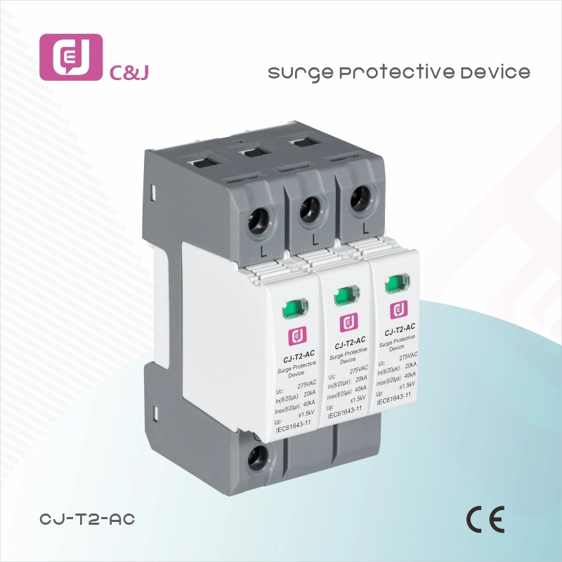 Cj-T2-AC 40ka 3p Surge Protector Device SPD for Lightning Protection