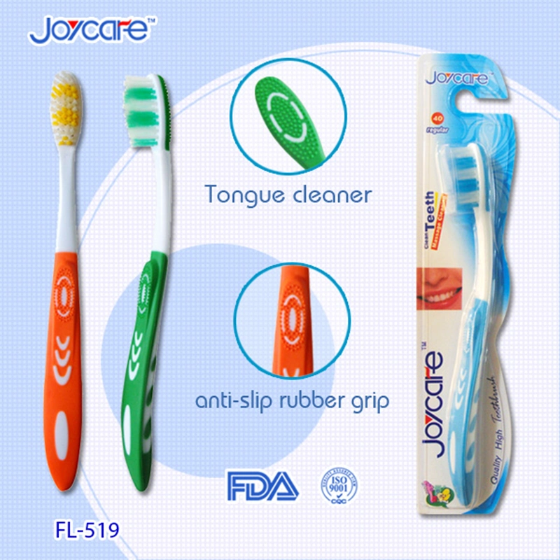 Wholesale/Supplier Dental Cleaning Soft Nylon Bristles Toothbrush with Tongue Cleaner