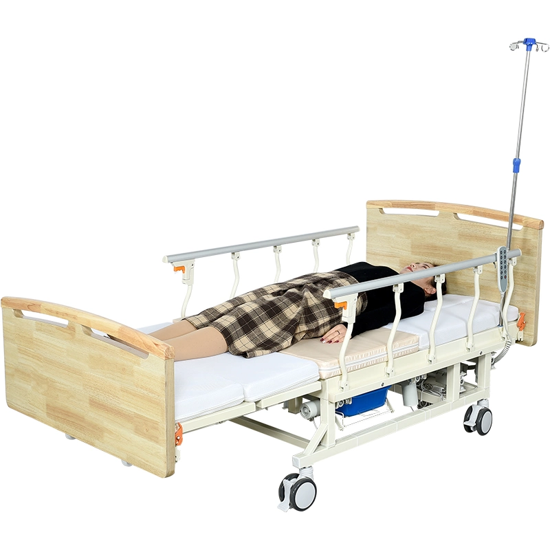 Cuidados Domiciliarios de cama de Hospital Medical cama con cabezal de madera&amp;Pies junta