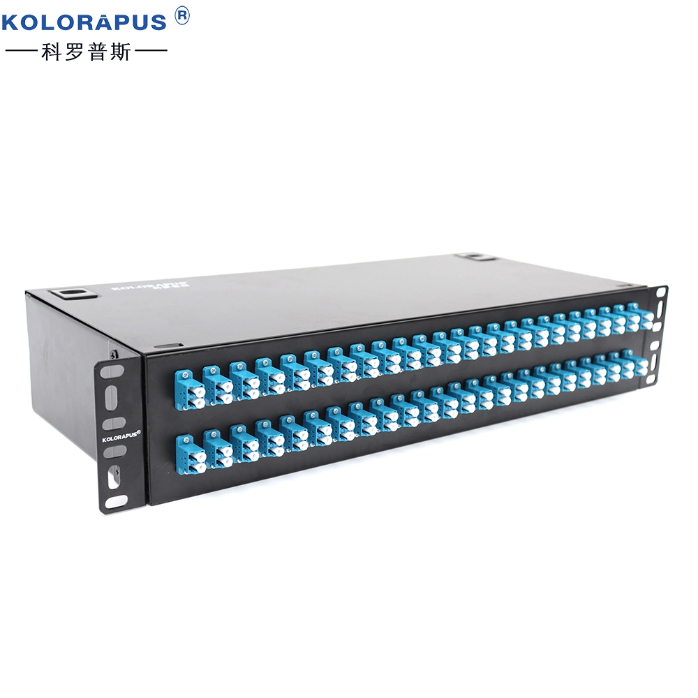 2U-48-Port-Rack-Verteilerkasten für optische Glasfaser (Klemmenkasten) Doppel-LC-Typ