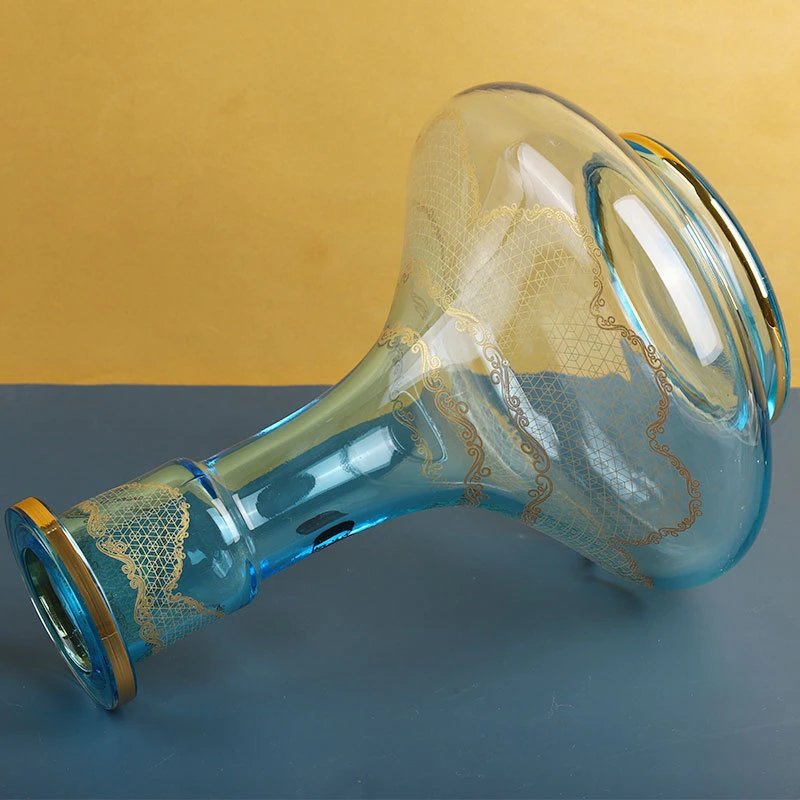 Custom Blue Hookah cristal jarrón Shisha base botella de vidrio