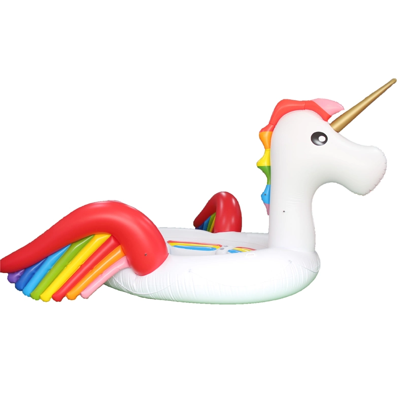 1super Inflatable Rainbow Unicorn Outdoor Swimming Party Floating Raft Lounger Pool Float Bird Island for 6 Person