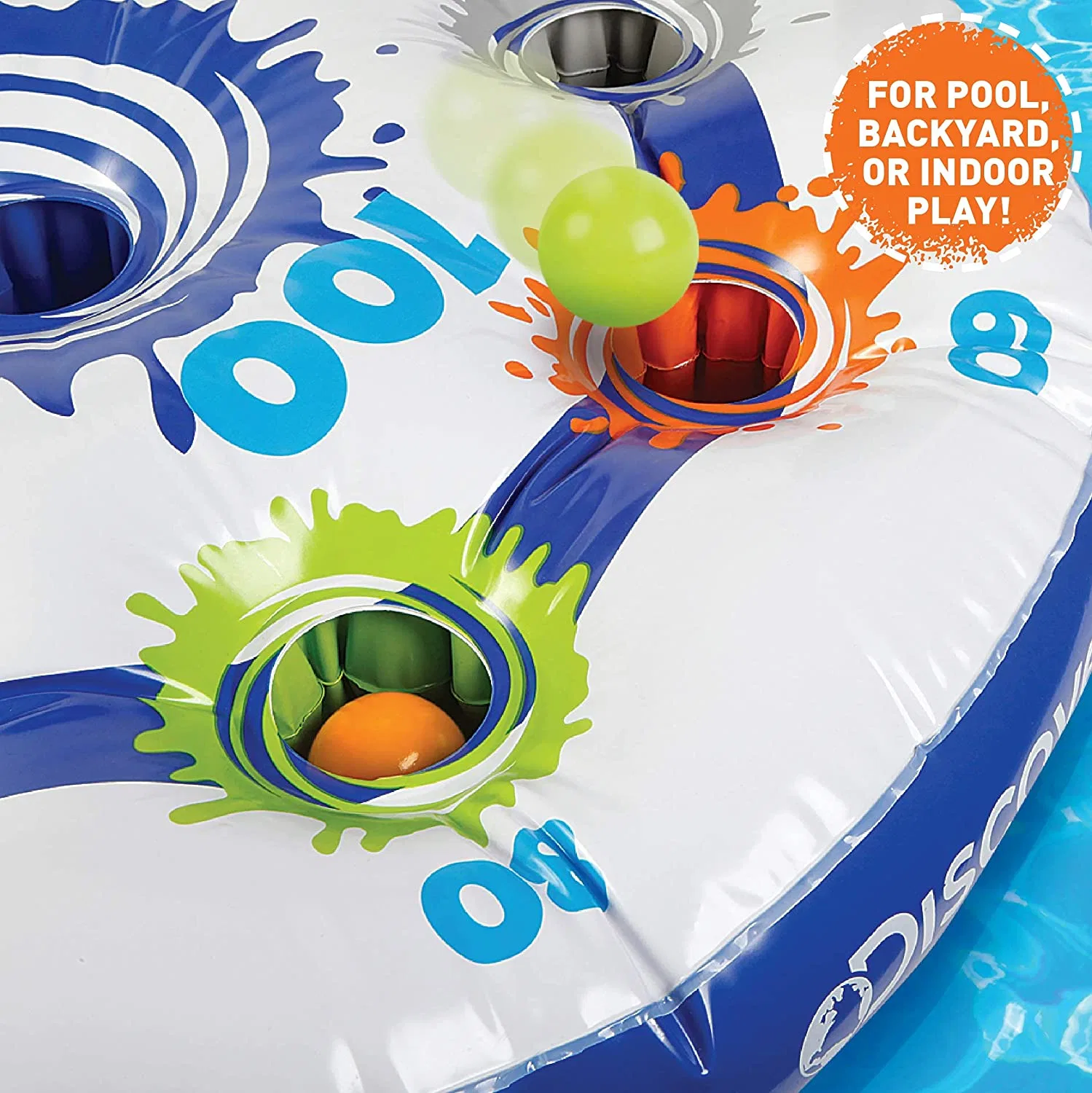 Inflatable Target Toss Floating Pool Game with 10 Balls and Tether Rope