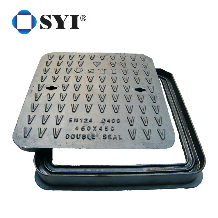 Factory Seller Rectangle Double Seal Double Cover Concrete Cast Iron Manhole Cover En124 D400