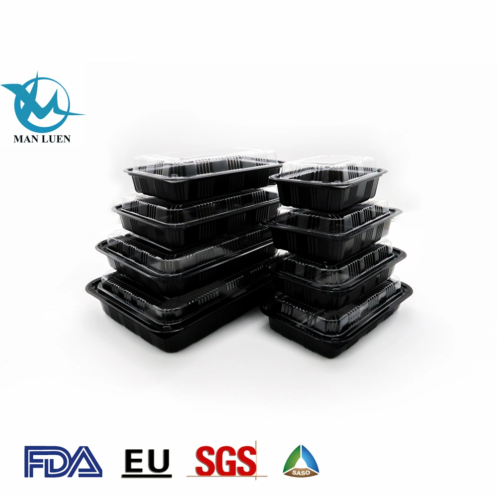 Black Disposable Meal Catering Plastic Lunch Box Food Container