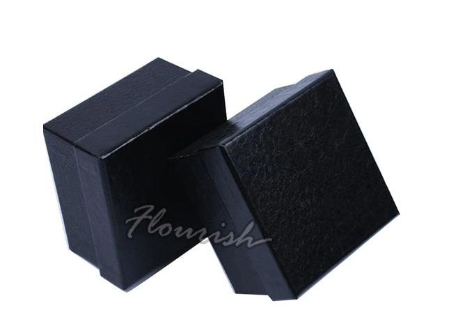 Black Color Rigid Cardboard Watch Jewelry Gift Packaging Box with Badge Decoration and Velvet Insert