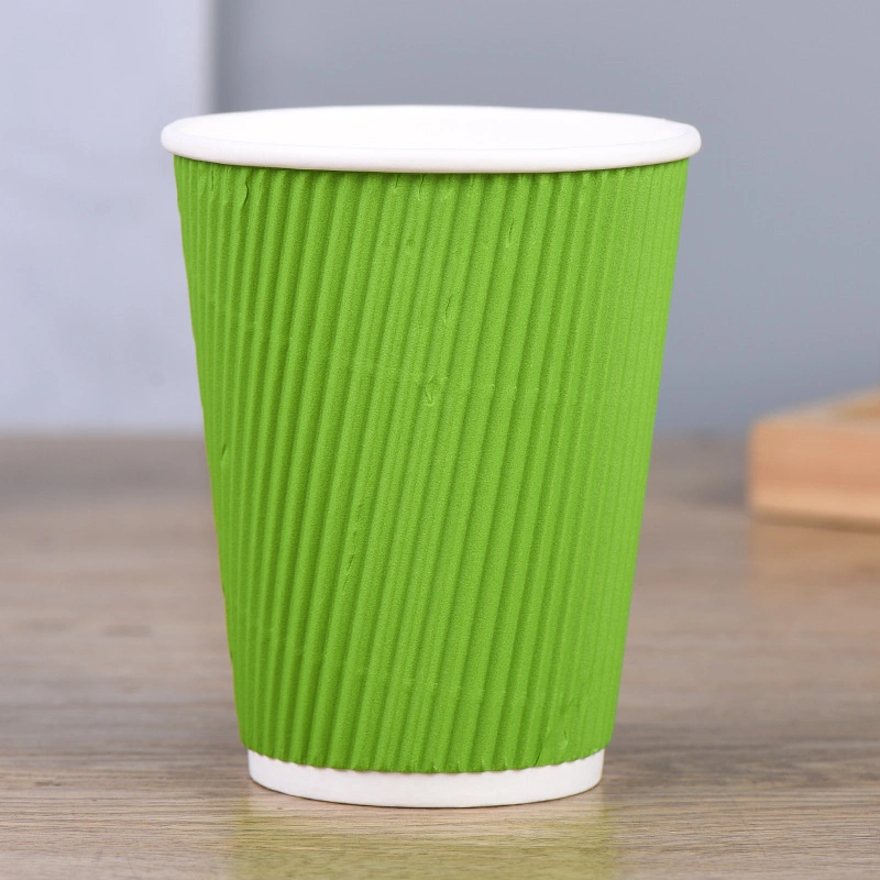 Customized Printing 8oz Portable and Disposable Ripple Wall Corrugated Coffee Paper Cup