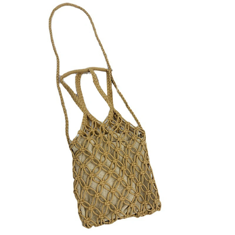 Nouvelle boucle en filet de couleur unie pour le transport d'une épaule à bandoulière Holiday Beach Bag Mori Department coton Thread Holiday – Sac pour femmes