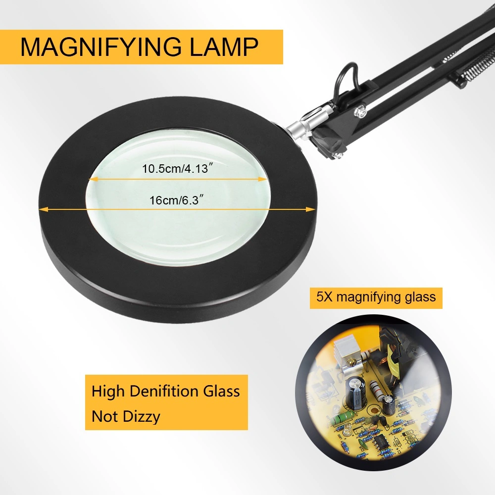 USB Desktop Magnifying Lamp LED Working Lamp Dimmable Clamp Beauty Inspection Magnifier Lamp