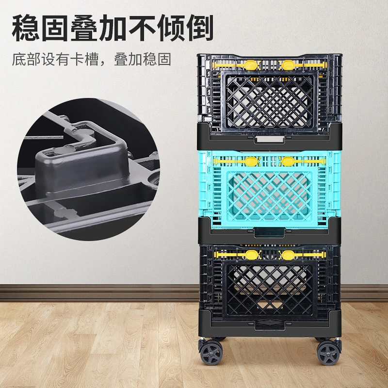 Folding Plastic Rolling Baskets Shopping Basket Trolley