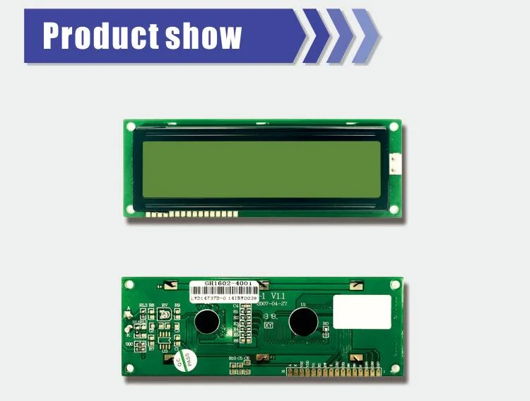 Módulo LCD 1602 de 16 X 2 caracteres, com opção de venda a quente, amarelo/verde Interface MPU serial de 8 bits/4 bits colorida 6800