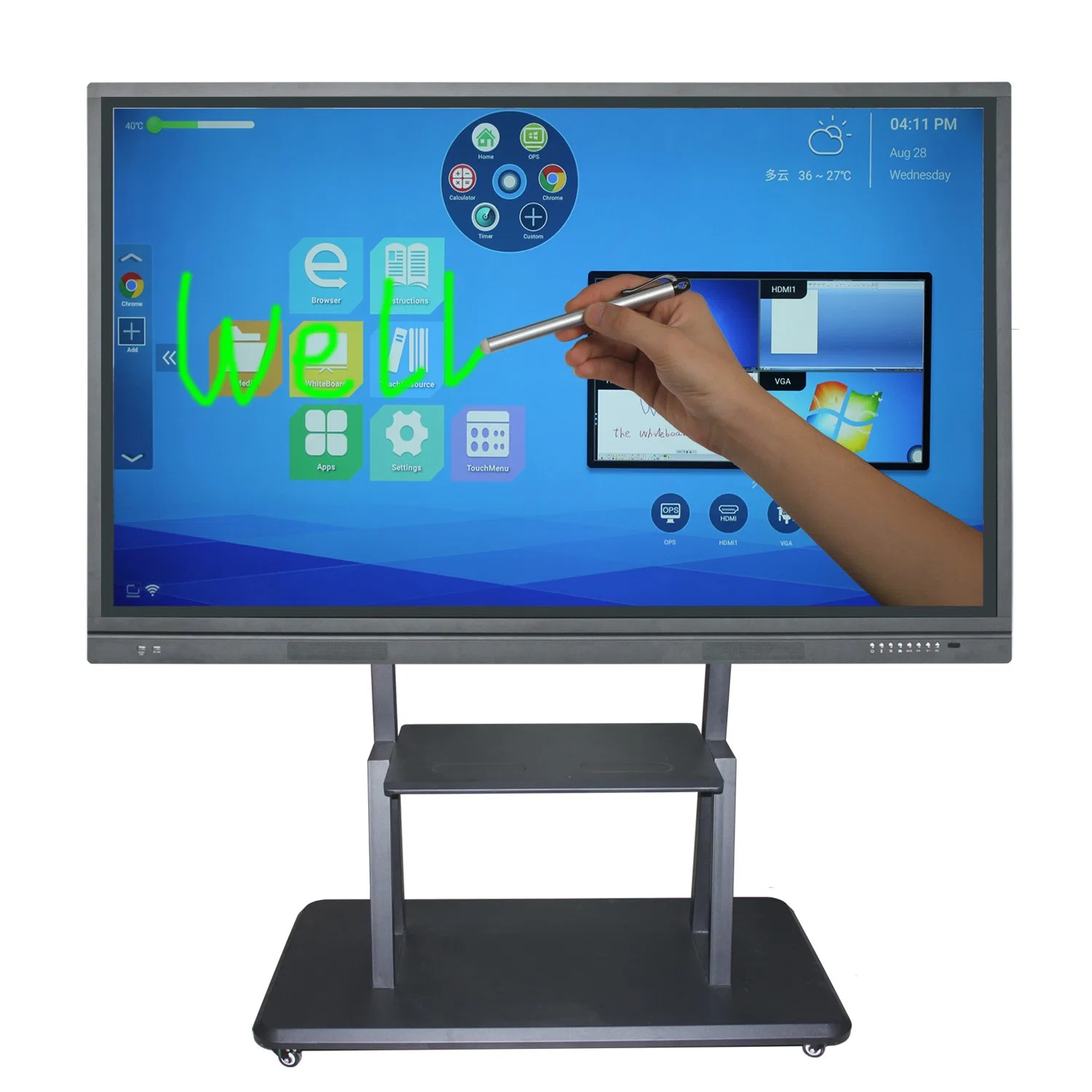 55 Inch Portable Multifunctional Touch Screen Whiteboard Interactive Smart Display Flat Panel Equipment for Meeting Conference (IZY-650P-XZMS648)