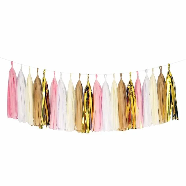 Partycool Custom DIY Birthday Christmas Party Foil Tissue Tassel Paper Garland Decoration