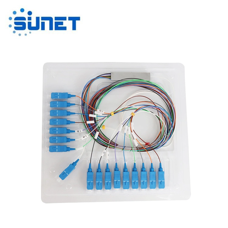 1*2 1*4 1*8 1*16 1*32 1*64 FTTH Optical Fiber PLC Splitter Sc Connectors