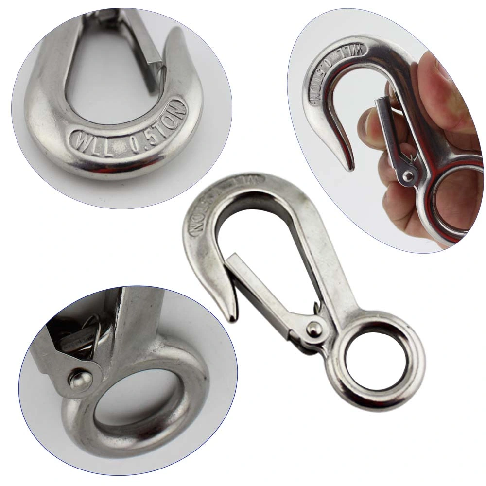 Newest Sale Stainless Steel Large Round Eye Crane Hooks Cargo Hook Accessory for Wire Rope