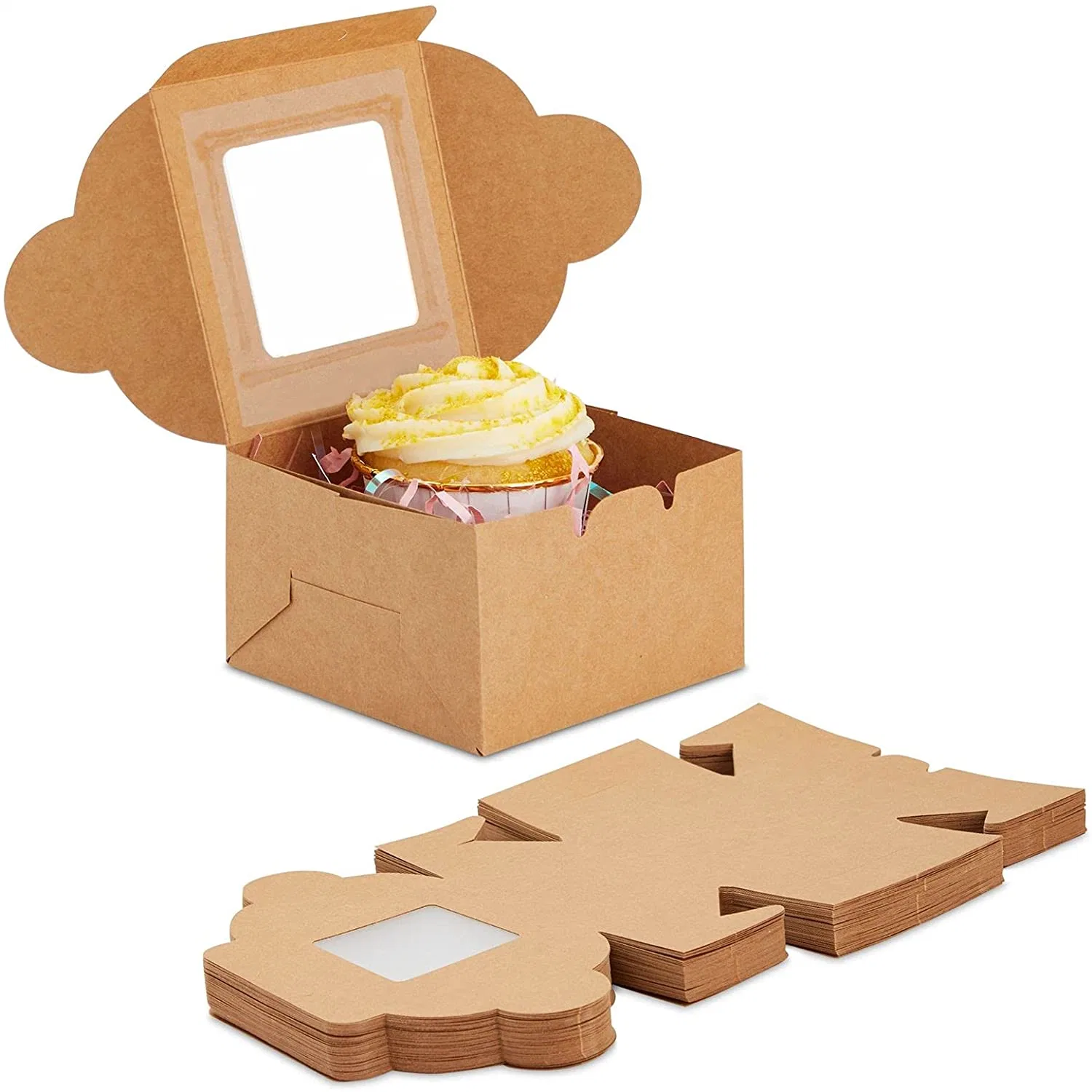 Handle Carrier Single 2/4/6 Cupcake Box Pastry Containers Bakery Cupcake Boxes for Party Packing