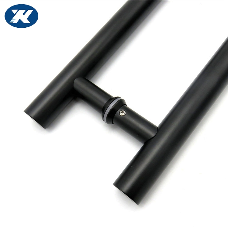 Large Entry Long Hollow H Shape Tube Stainless Steel Round Black Ladder Glass Door Pull Handle