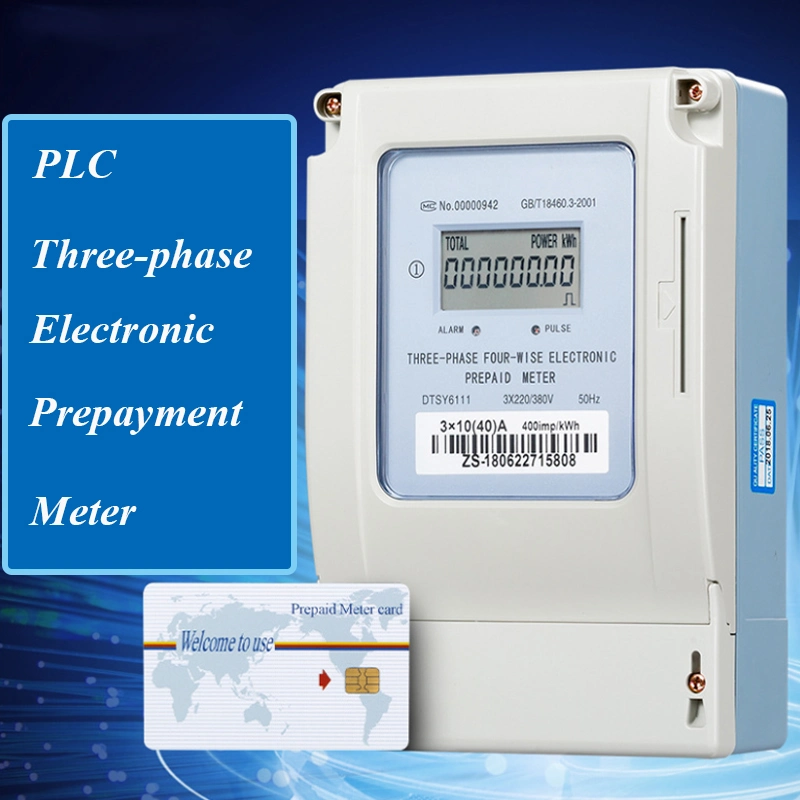 Dtsy6111 PLC Three-Phase Four-Wire Electronic Smart IC Card Prepayment Digital Meter (Three-phase Four-Wire Electronic Prepaid Meter)