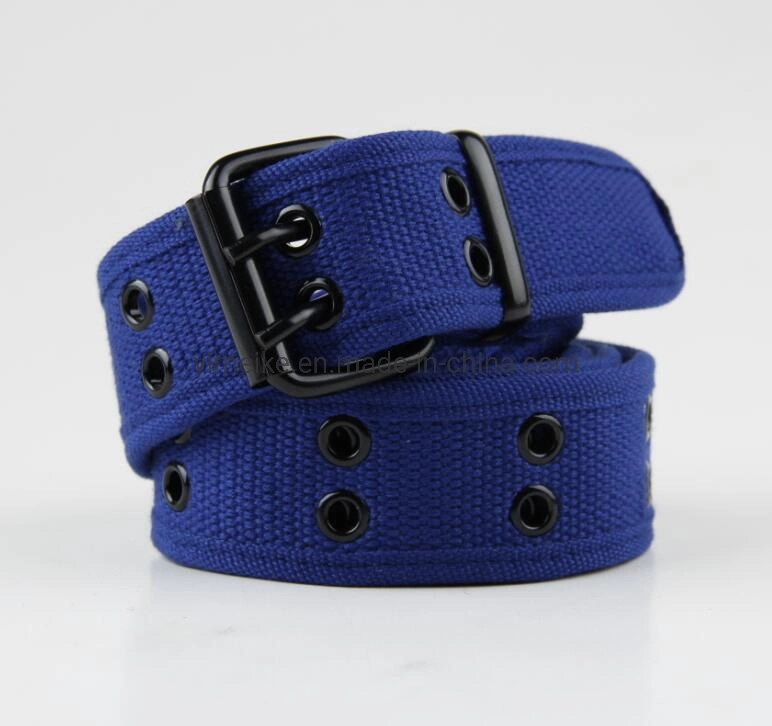 Hot-Selling Unisex Men Lady Fashion 2 Holes Cotton Polyester Fabric Belt