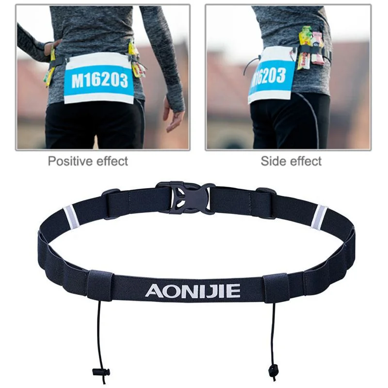 Factory Customized Marathon Triathlon Running Elastic Race Number Belt with Gel Holders