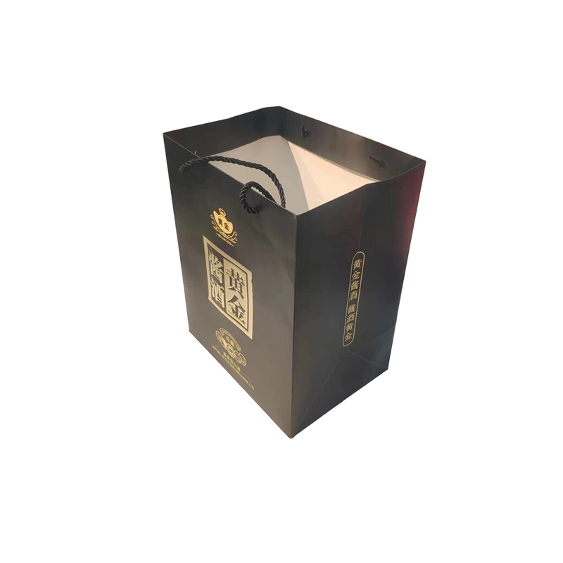 Custom Luxury Wine Packaging Paper Bag China Famous Wine Wine Packaging Tote Bag Hot Stamping Process