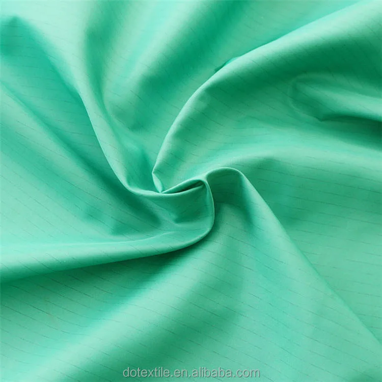 Environmental Cloth Plain Woven Stripe Style Polyester Material with Conductive Filament Fabric for Surgical Gown