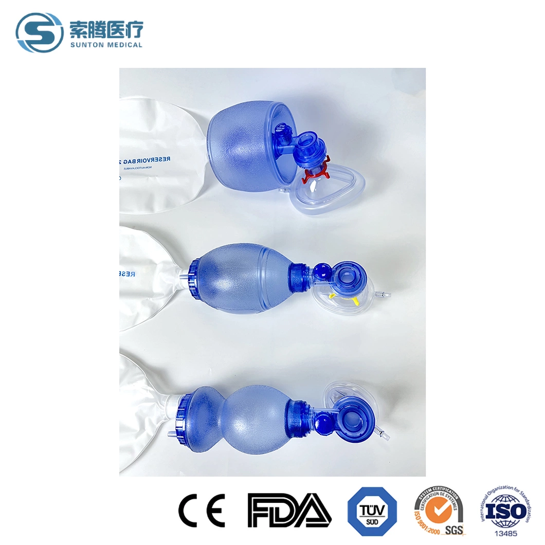 Sunton China ISO13485 Safety Standard Colored Removable Hook Rings High-Quality Emerfgency Care Function PVC Manual Resuscitator Supplier