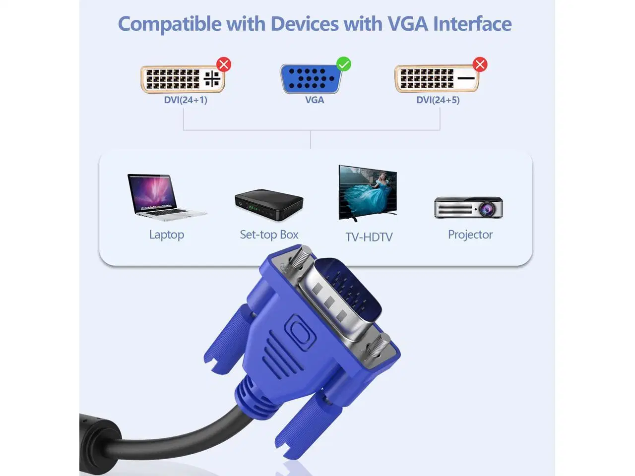 كبل شاشة VGA إلى VGA بطول 1.8 م 6 قدم