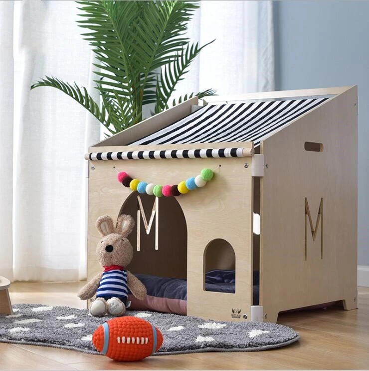 Luxury Wooden Villa Bichon Hiromi Winter Warm Cage Detachable Pet House