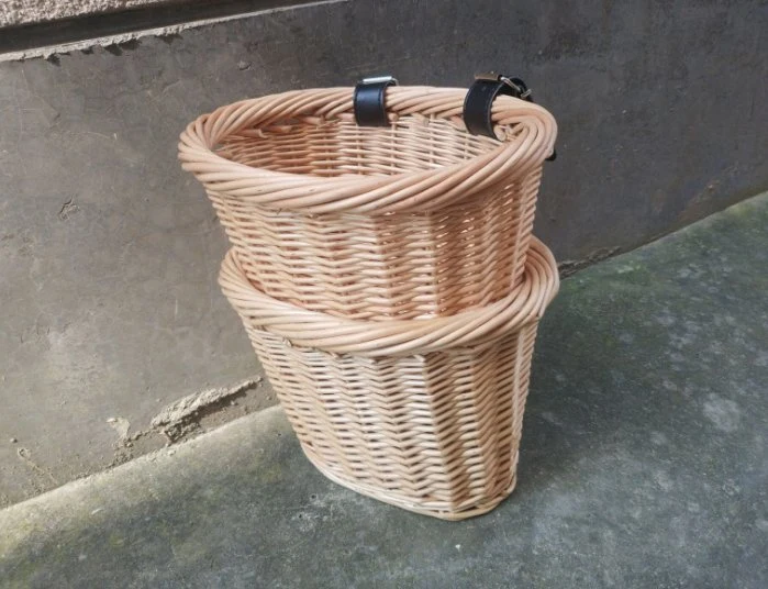 Handmade Woven Removable Bike Baskets Hanging Wicker Storage Bicycle Front Basket