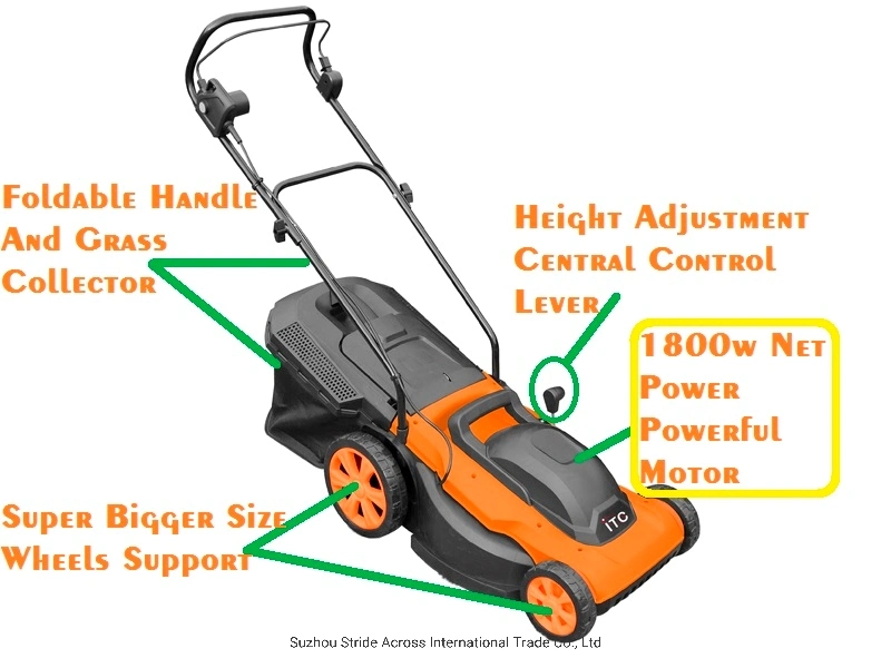 1800W Strong Powerful Electric Compact Lawn Mower Power Garden Tools