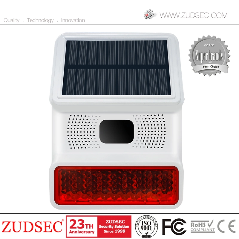 Home Segurança Wireless Exterior Solar Power Alarm System com Flash Sirene solar