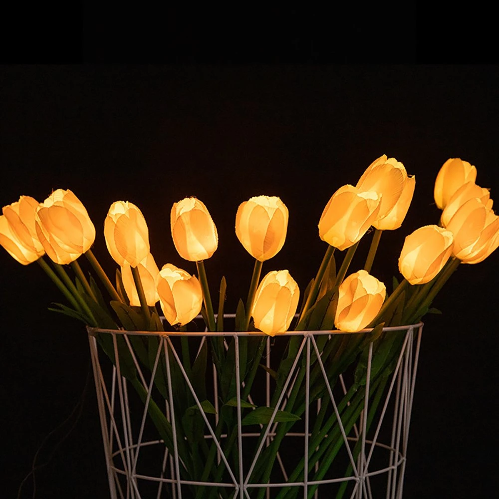 Nueva Mesa Luz de Noche LED Flores artificiales en Ceramic Pot Ci24843