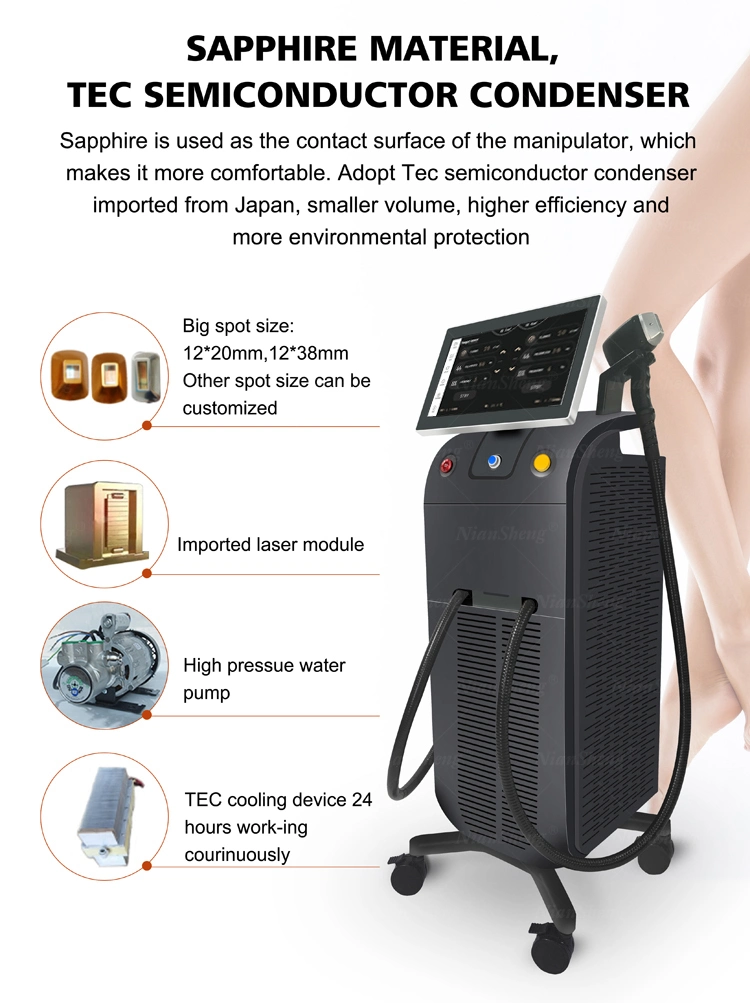 High Power Double Handle Titanium Ice Diode Laser Hair Removal Equipment