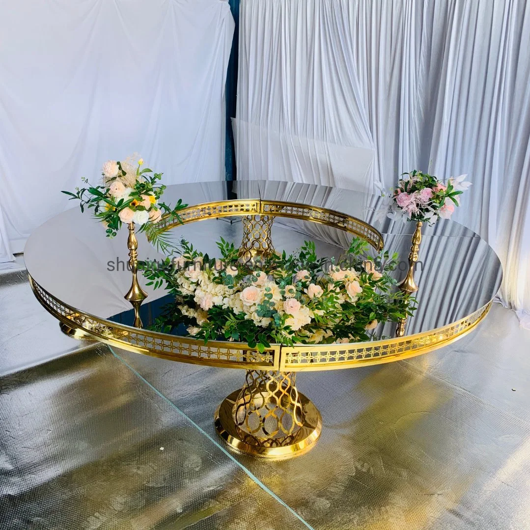 Casamento em aço inoxidável superior em vidro de mesa de jantar móveis para a festa de casamento