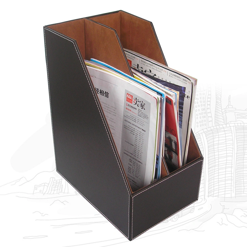 PU Leather Desk File Holder for File/Magazine/Paper/Mail/Book Black