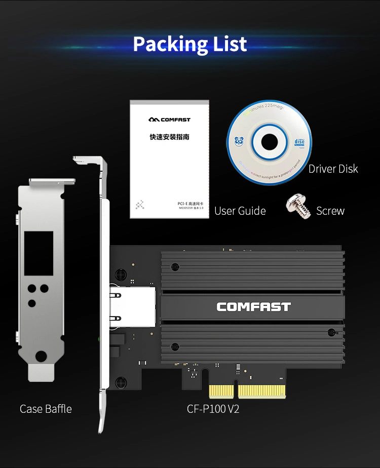 Comfast 10g PCI-E Desktop Wireless WiFi Adapter Gigabit RJ45 Interface LAN Card Adapter