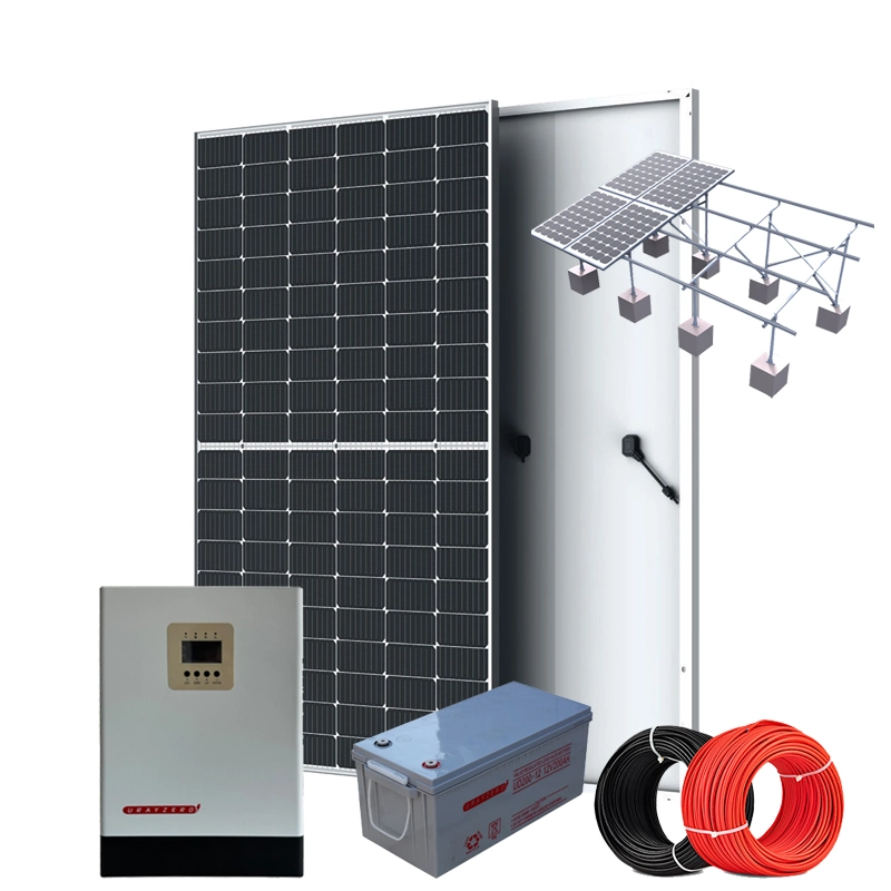 Système d'énergie solaire hybride sur ou hors réseau de 3 kW, 5 kW, 8 kW, 10 kW. Système complet d'alimentation solaire pour les ménages.
