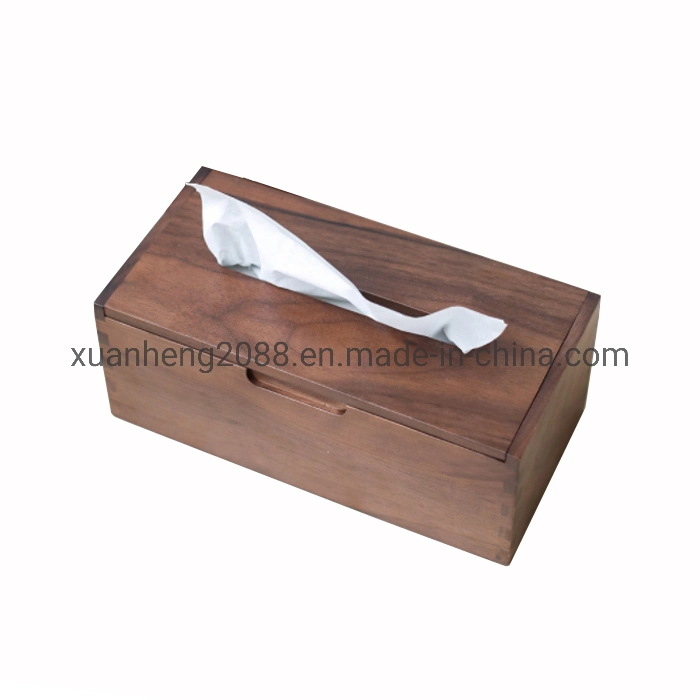 Walnut Material Square Home Wooden Tissue Box