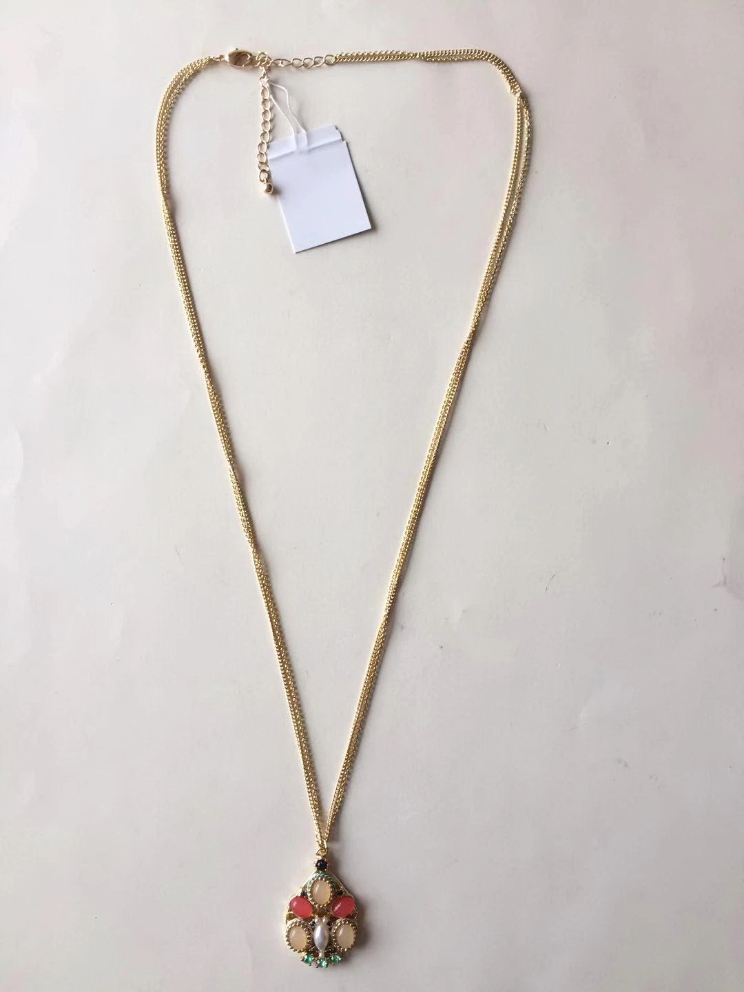 La moda de la Cadena Collar de Oro con cristales y Estrás 34~36 Colgante+4cm.