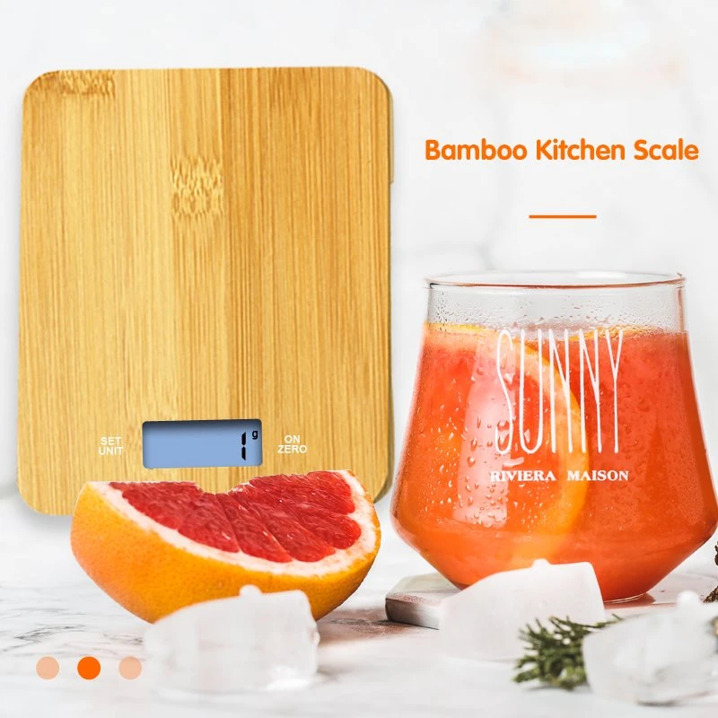 50X21mm Backlight 15kg Bamboo Kitchen Scale