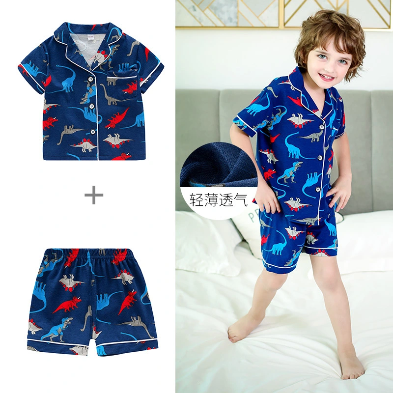 Summer Children's Pajamas Boys Dinosaur Baby Short Sleeve Boys Cotton Children's Clothes