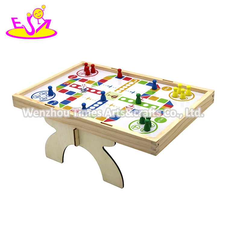 2 in 1 Indoor Mini Fußballtisch Holz Fußballtisch Spiel und Schachbrett für Kinder W01A471