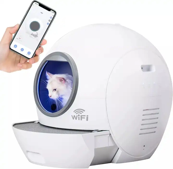 Роскошный дизайн Отключение звука работа Smart Phone Remote WiFi Control Cat Отсек для мусора Интеллектуальная дезинфекция Автоматическая очистка стерилизация туалета Cat Коробка для джиттера Cat